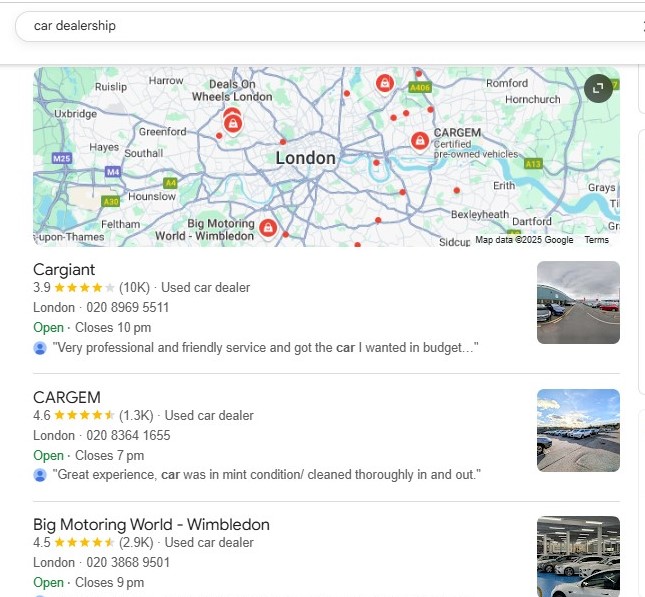 google my business for car dealers